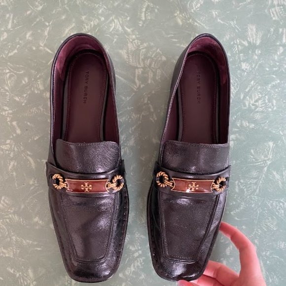 Black Leather Tory Burch Perrine Square Toe Loafer - Size 10.5 - Picture 4 of 7